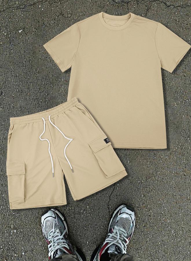 Take Two Men Short Sleeve T-Shirt and Pocket Detail Shorts Co-Ords - Image 2